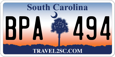 SC license plate BPA494