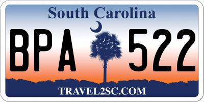 SC license plate BPA522
