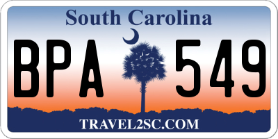 SC license plate BPA549