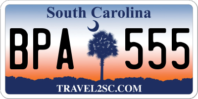SC license plate BPA555