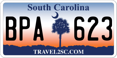 SC license plate BPA623