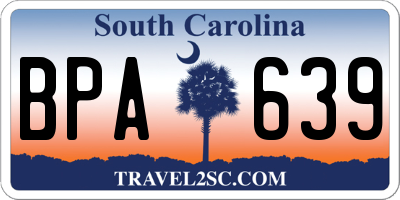 SC license plate BPA639