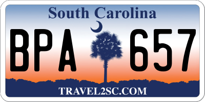 SC license plate BPA657