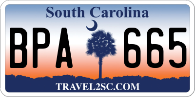 SC license plate BPA665