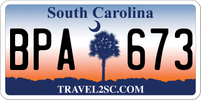 SC license plate BPA673