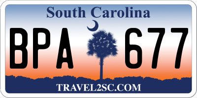 SC license plate BPA677