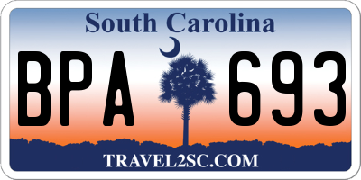 SC license plate BPA693