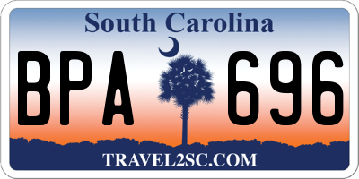 SC license plate BPA696