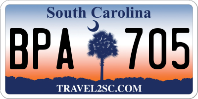 SC license plate BPA705
