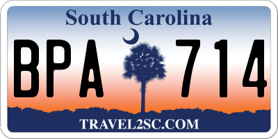 SC license plate BPA714