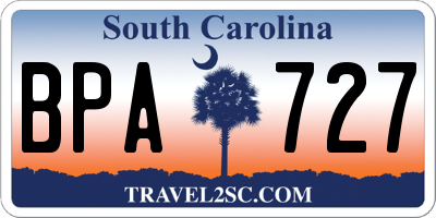 SC license plate BPA727