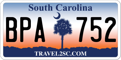 SC license plate BPA752