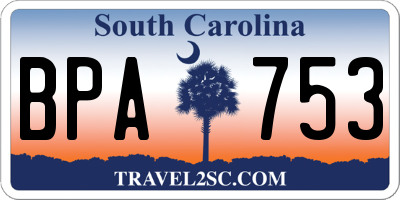 SC license plate BPA753
