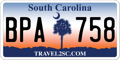 SC license plate BPA758
