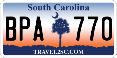 SC license plate BPA770