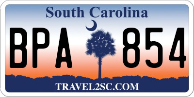 SC license plate BPA854