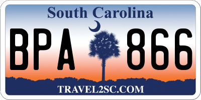 SC license plate BPA866