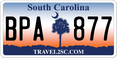 SC license plate BPA877