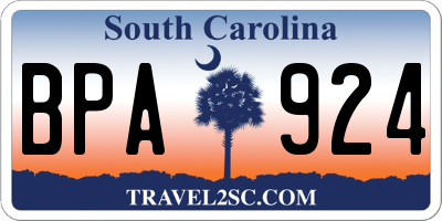 SC license plate BPA924