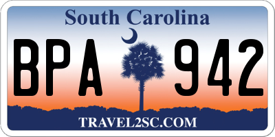 SC license plate BPA942