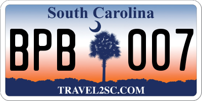 SC license plate BPB007