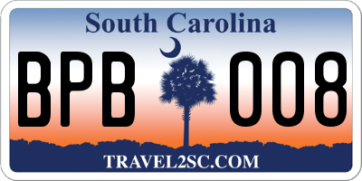 SC license plate BPB008