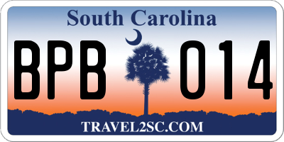 SC license plate BPB014