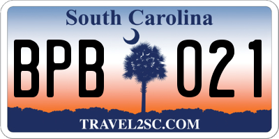 SC license plate BPB021