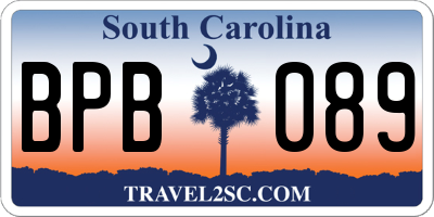 SC license plate BPB089