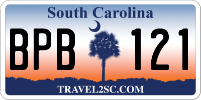 SC license plate BPB121