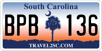 SC license plate BPB136
