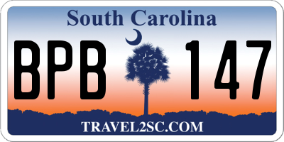 SC license plate BPB147