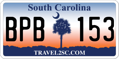 SC license plate BPB153