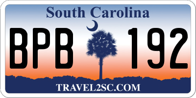 SC license plate BPB192