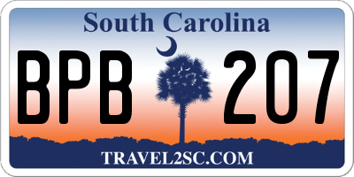 SC license plate BPB207