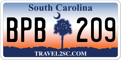 SC license plate BPB209