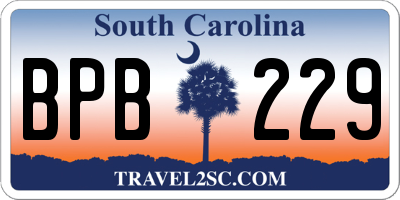 SC license plate BPB229