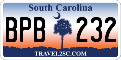 SC license plate BPB232