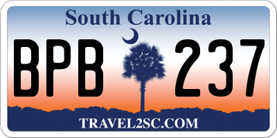 SC license plate BPB237