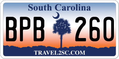 SC license plate BPB260