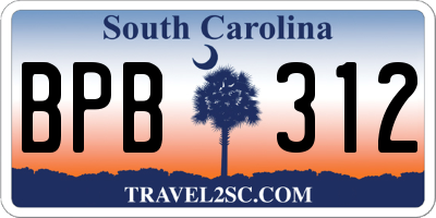 SC license plate BPB312