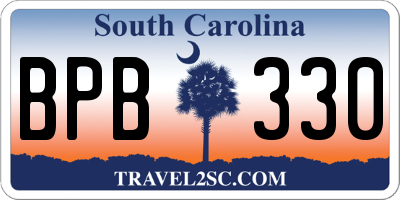 SC license plate BPB330