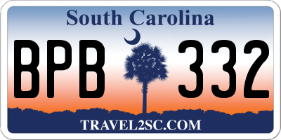 SC license plate BPB332