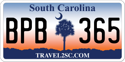 SC license plate BPB365