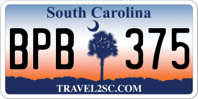 SC license plate BPB375