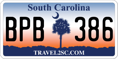 SC license plate BPB386