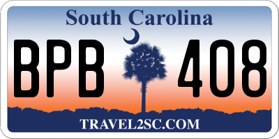 SC license plate BPB408