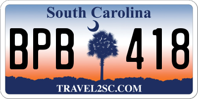 SC license plate BPB418