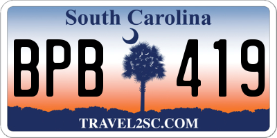 SC license plate BPB419