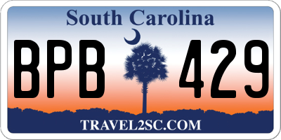 SC license plate BPB429